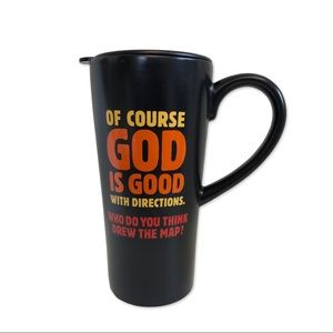 NEW Hallmark ‘OF COURSE GOD IS GOOD WITH DIRECTIONS…..’ Sippy Travel MUG 🟨🟧🟥